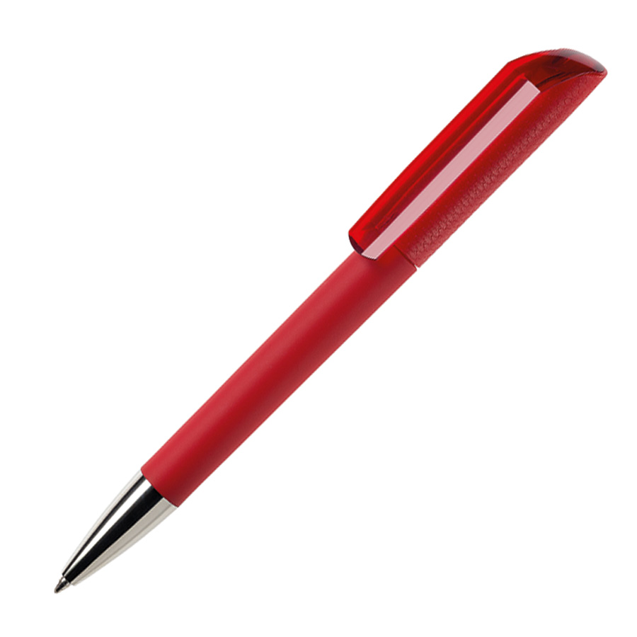 Ручка шариковая FLOW, покрытие soft touch, красный, пластик