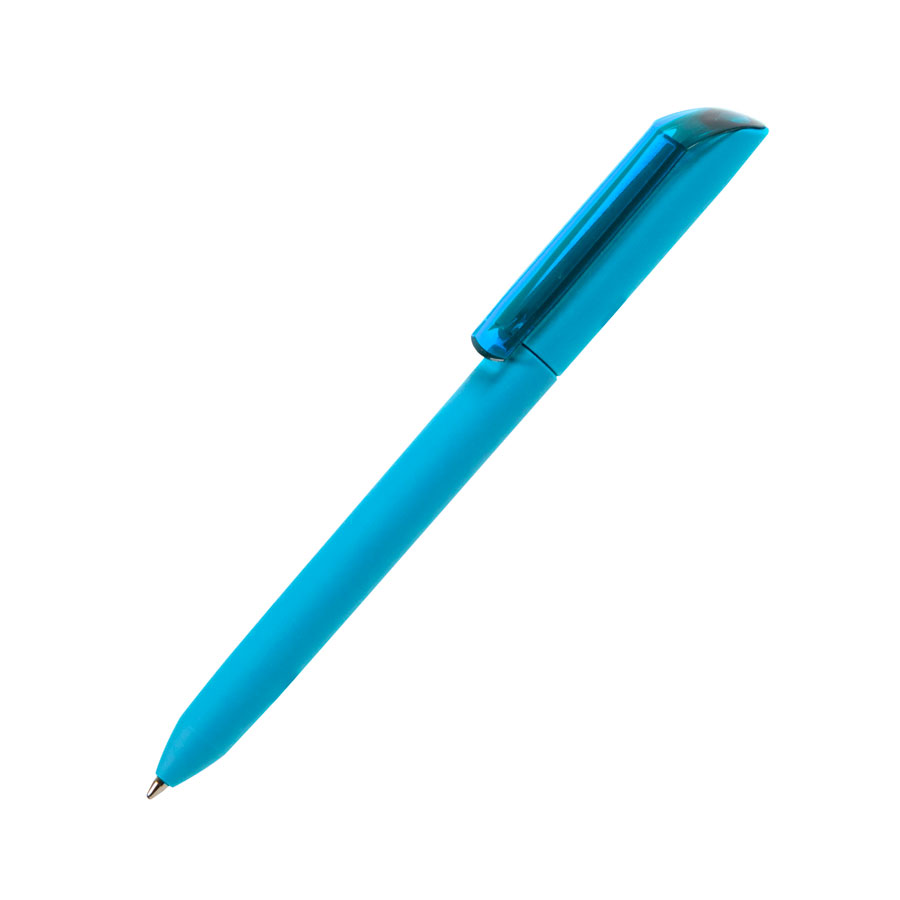 Ручка шариковая FLOW PURE,лазурный корпус/прозрачный клип, покрытие soft touch, пластик