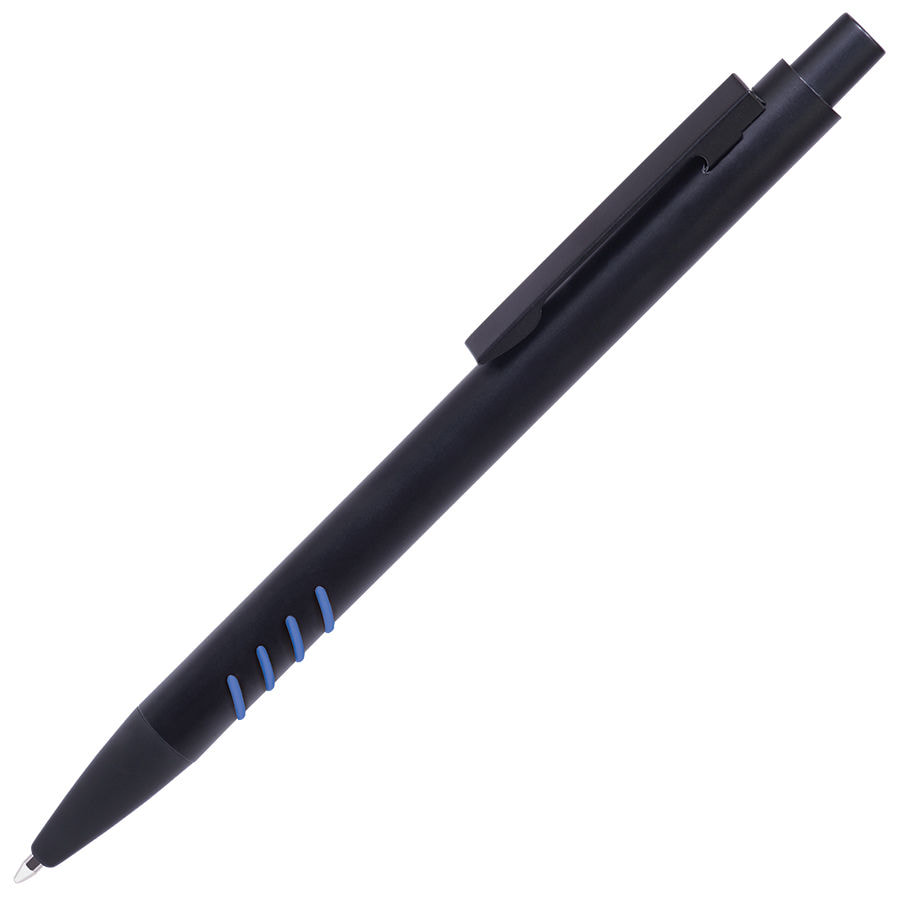 SHARK, ручка шариковая, черный с синими вставками grip, металл