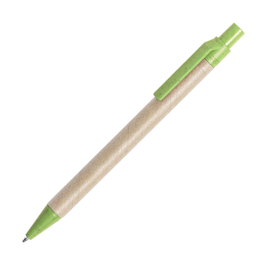 Ручка шариковая DESOK, зеленый, переработанный картон, пшеничная солома, ABS пластик, 13,7 см