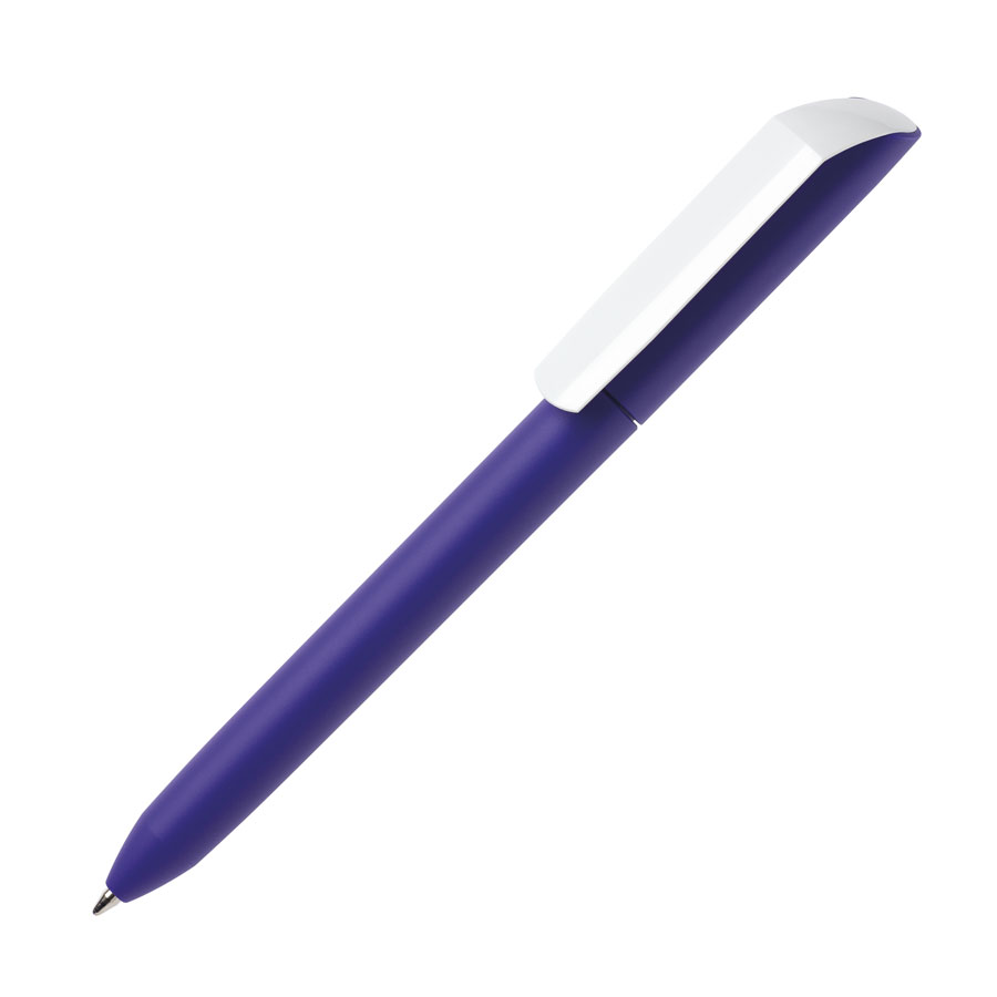 Ручка шариковая FLOW PURE, покрытие soft touch, белый клип, фиолетовый, пластик
