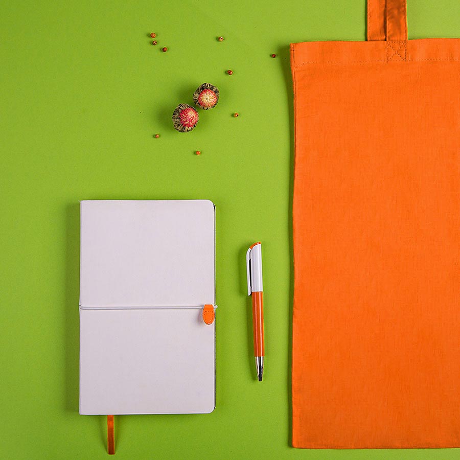 Набор подарочный WHITE&YOU: бизнес-блокнот, ручка, сумка, бело-оранжевый (02-35014/01/05)